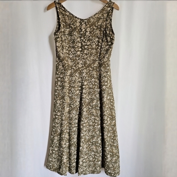 GAP Green Floral Sleeveless Midi Dress - Picture 3 of 16